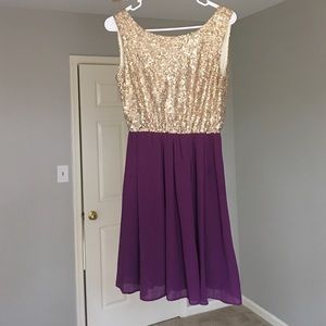 Party Dress Gold Sequin and Purple-